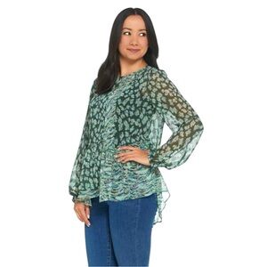 LOGO By Lori Goldstein Sheer Boho Blouse Size Large